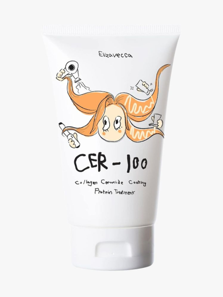 Elizavecca Cer-100 Collagen Coating Hair Protein Treatment in branded tube component on a light gray background