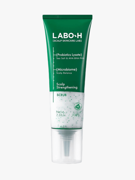 Labo-H Scalp Strengthening Scrub in branded tube component on a light gray background