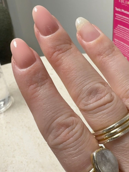 Abbersteen's nails midmanicure and polish.